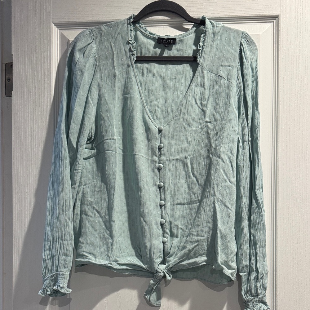 1. State Light Green Button-Down Blouse